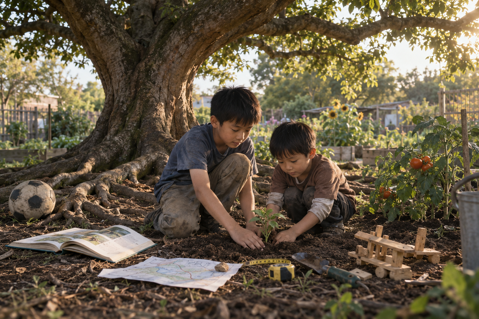An education tree showing different ways children learn and grow